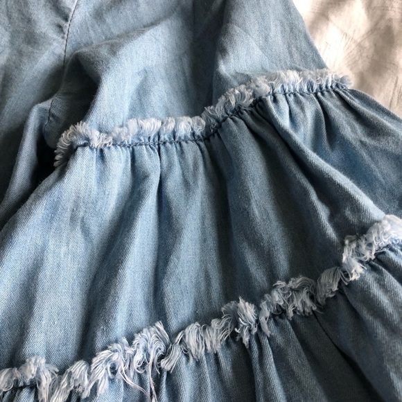 𝅺Charlotte Russe Bell Sleeved Chambray Denim Shirt - Picture 4 of 12